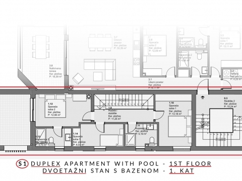 Vodice, duplex, apartma, bazen, vrt, Vodice, 393,25m2