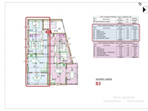 Apartma/Stanovanje Vodice, 78,49m2