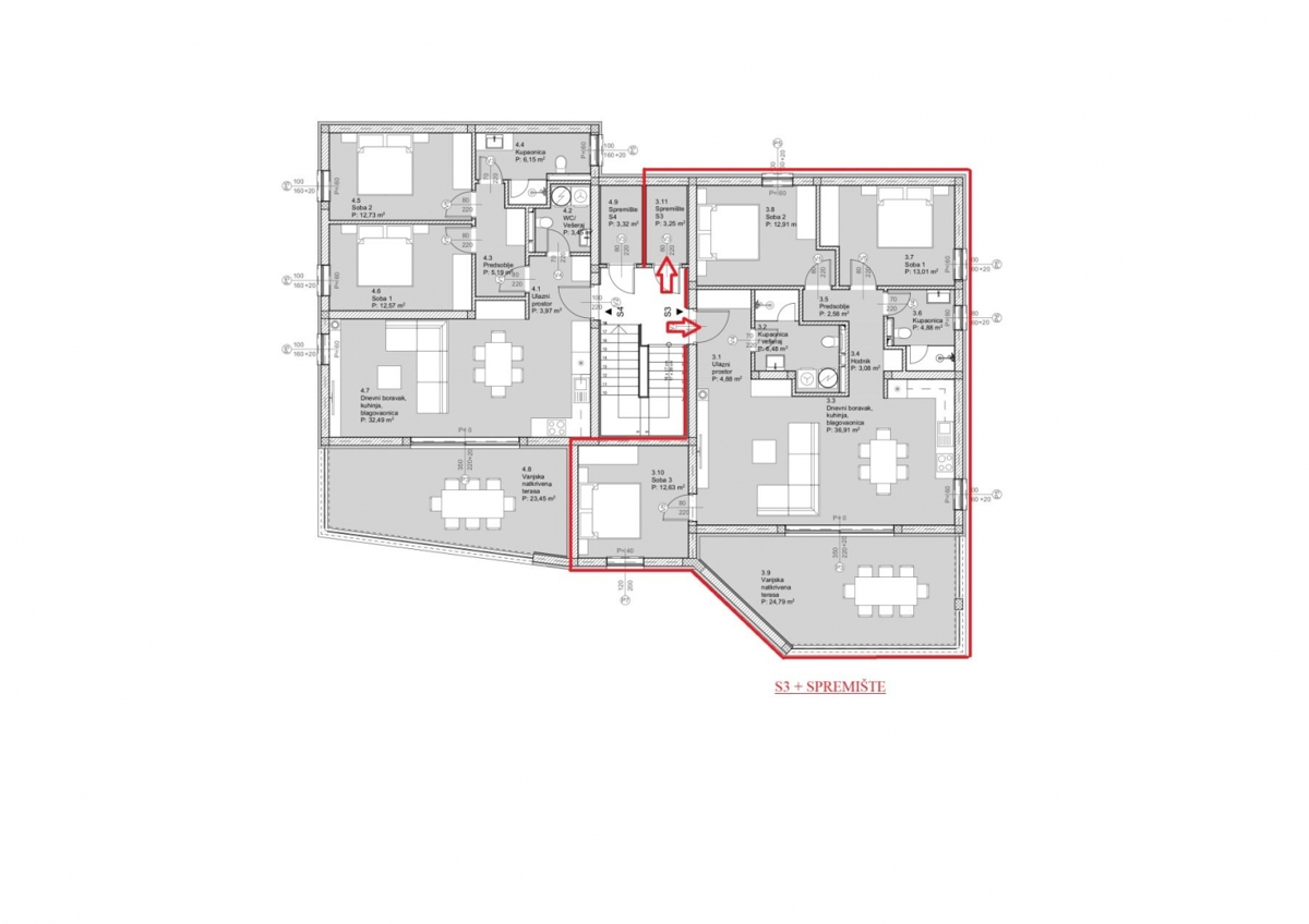 Apartma/Stanovanje Tribunj, 113m2, 3 spavalnice