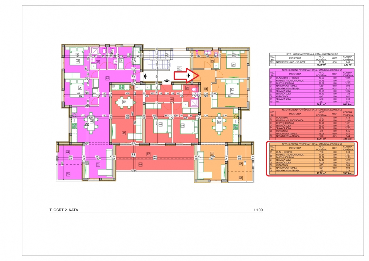 Apartma, Vodice, novo, 2. nadstropje, pogled na morje, 264.300 €