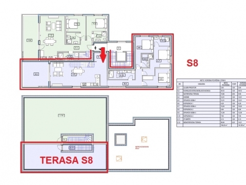 Apartma, drugo nadstropje, strešna terasa, pogled na morje