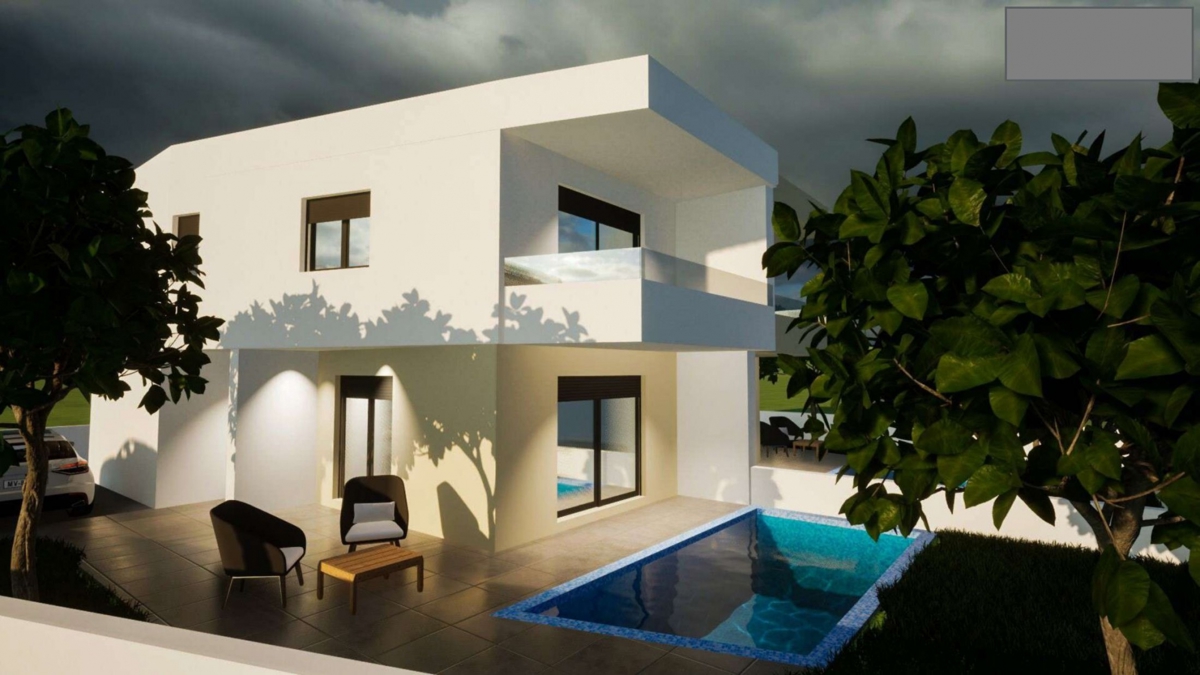 Dvojček hiše, novogradnja z bazenom in vrtom