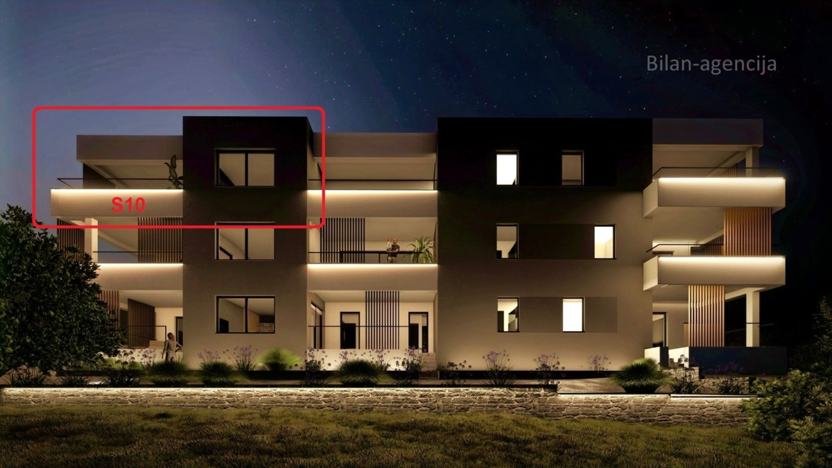 Novogradnja, stanovanje, 2. nadstropje, dvigalo, pogled na morje, Vodice