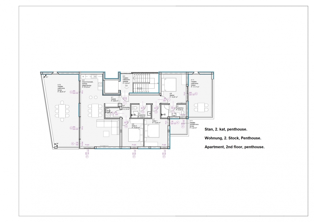 Apartma/Stanovanje Vodice, 131m2