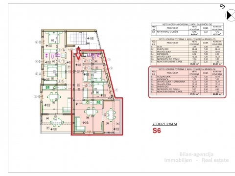 Apartma/Stanovanje Vodice, 77,14m2