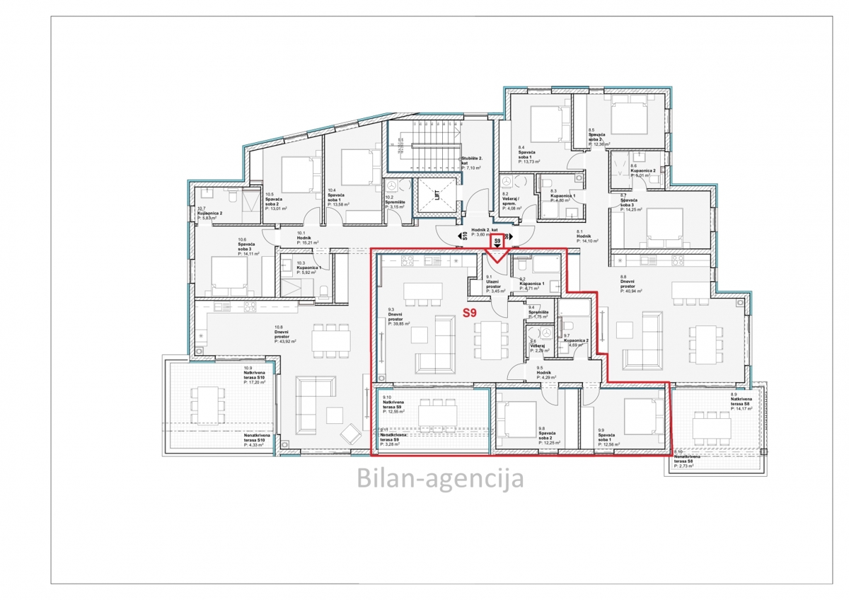 Vodica, stanovanje, 2. nadstropje, pogled na morje, dvigalo