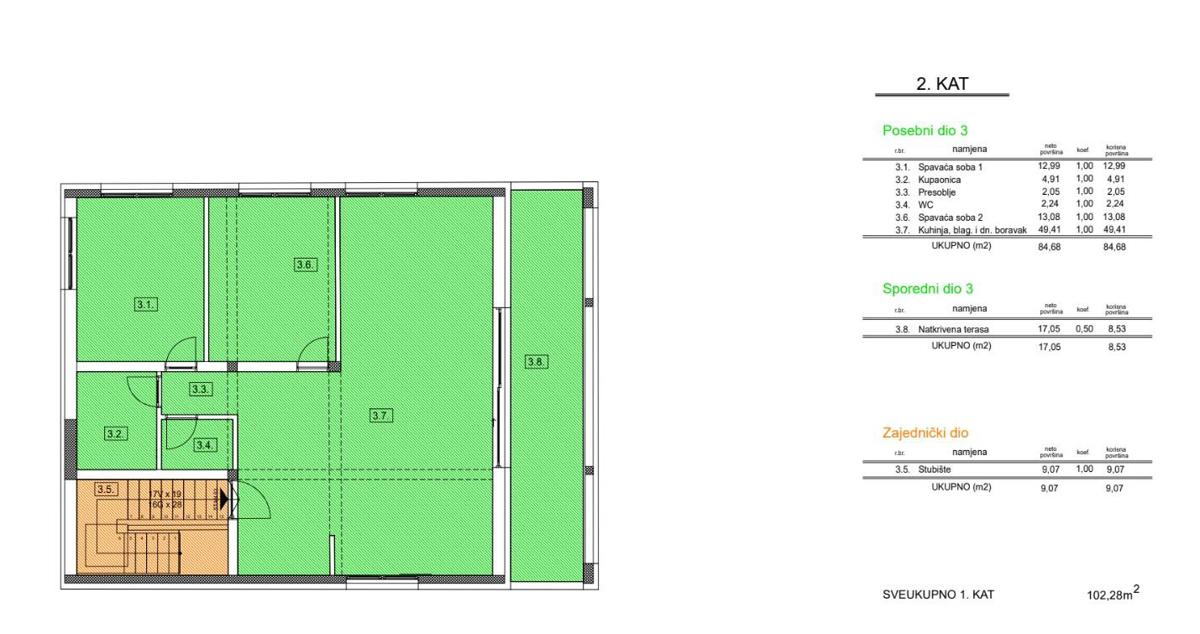 Odlično stanovanje na mirni lokaciji, drugo nadstropje, Vodice