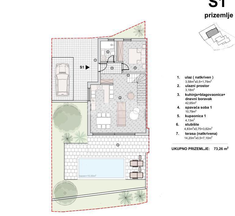 Hiša z bazenom v novogradnji, Vodice – mirna lokacija blizu morja