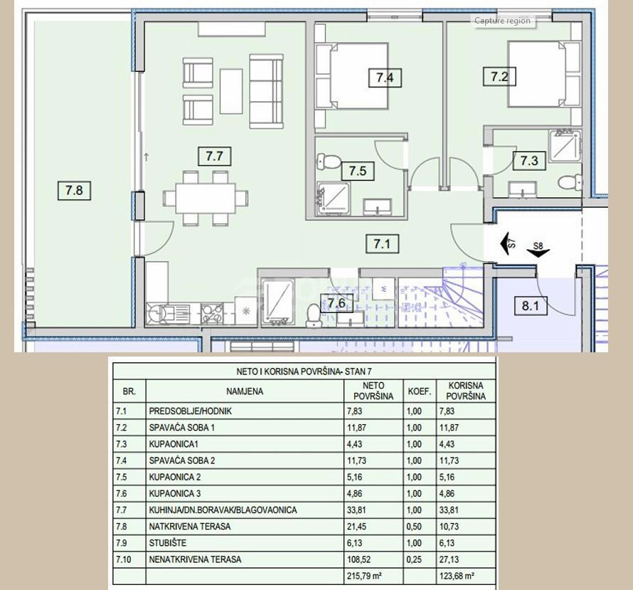 Luksuzen penthouse z veliko strešno teraso in panoramskim pogledom, 50 m od morja – Srima pri Vodicah