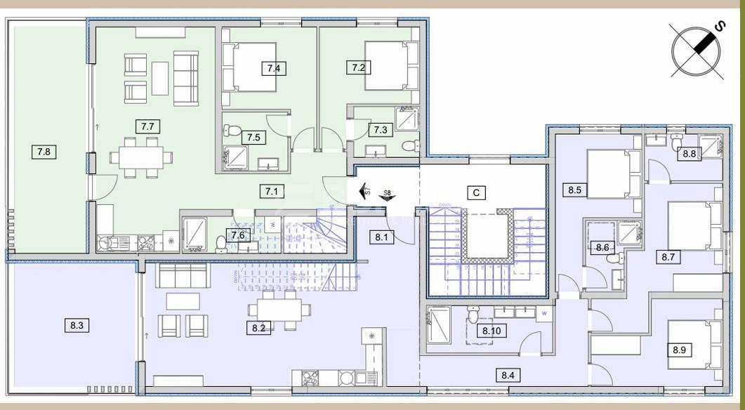Luksuzen penthouse z veliko strešno teraso in panoramskim pogledom, 50 m od morja – Srima pri Vodicah
