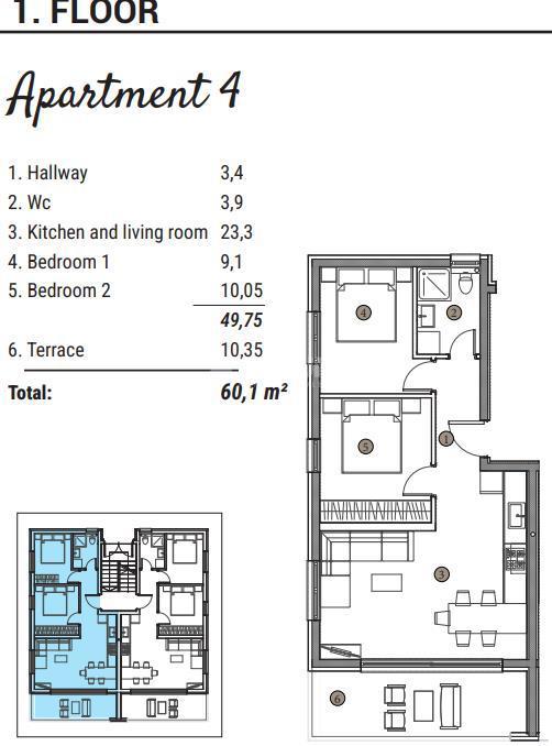 Novogradnja: dvosobno stanovanje s teraso v 1. nadstropju, 60,1 m², Čiovo