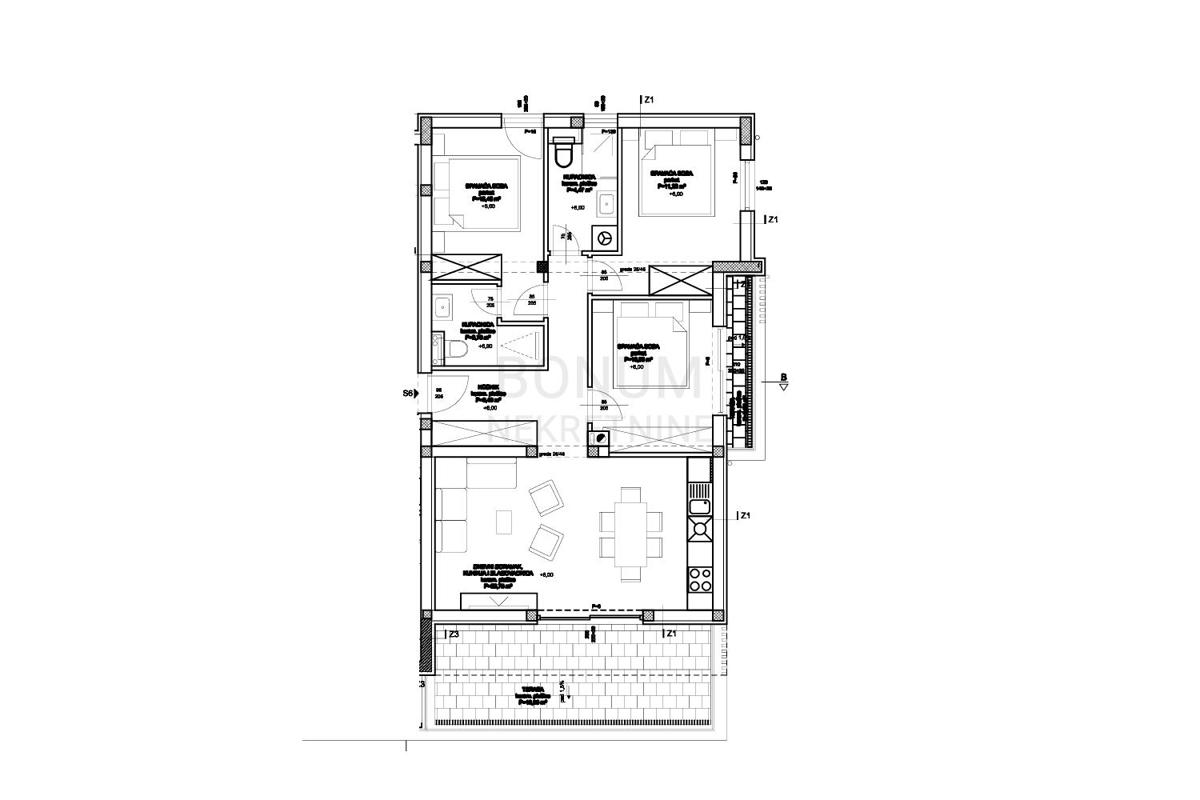  Prostorno stanovanje v centru s strešno teraso, Vodice