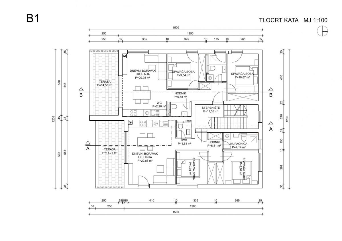 Brodarica – novogradnja v prvi vrsti ob morju – stanovanje s teraso