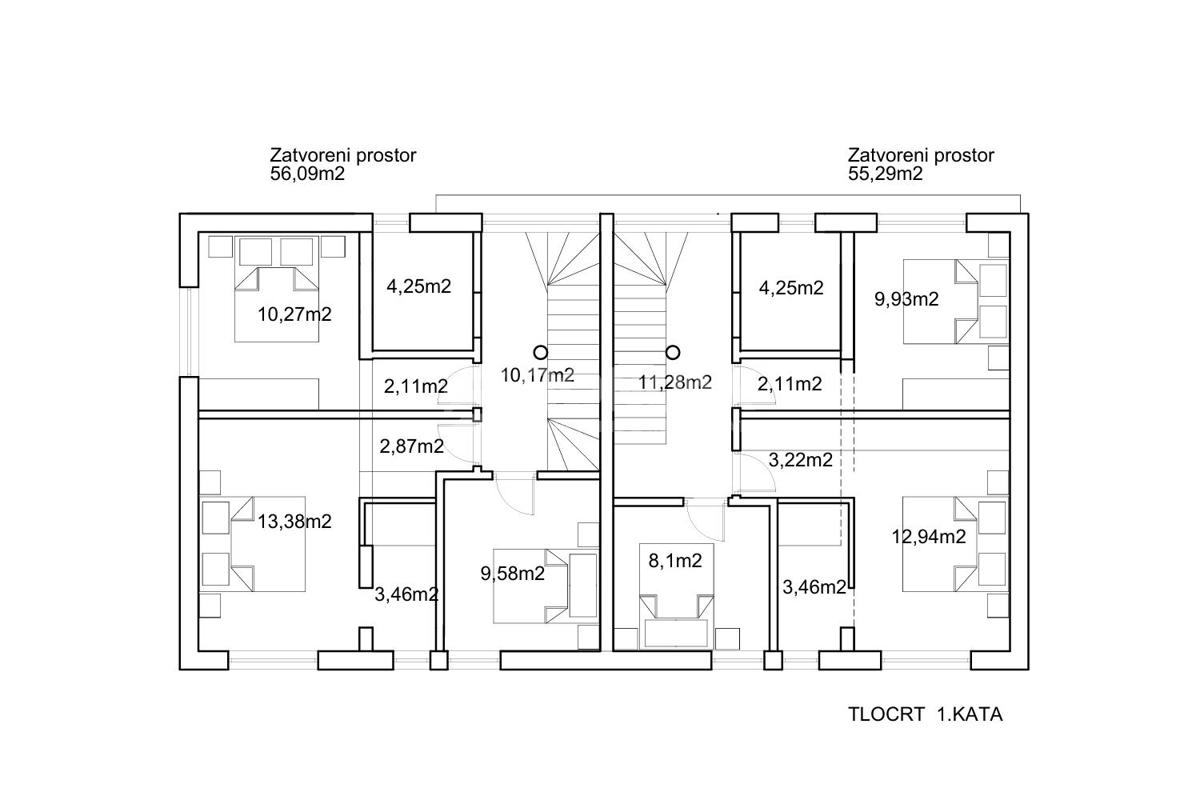 Čudovita dvojna hiša, novogradnja, Murter