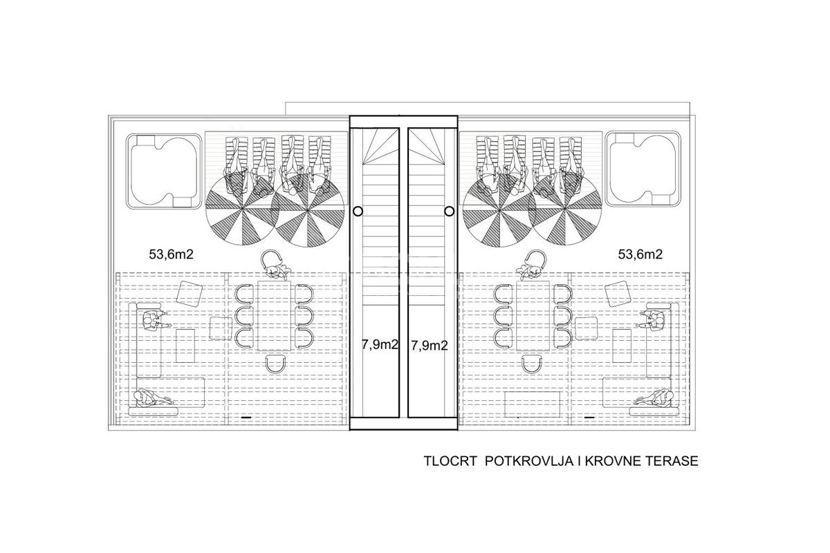 Čudovita dvojna hiša, novogradnja, Murter