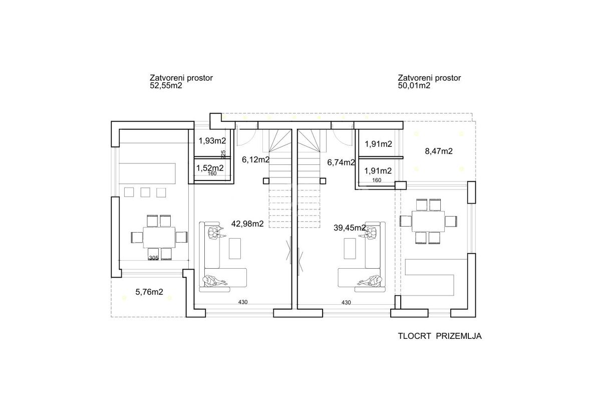 Čudovita dvojna hiša, novogradnja, Murter