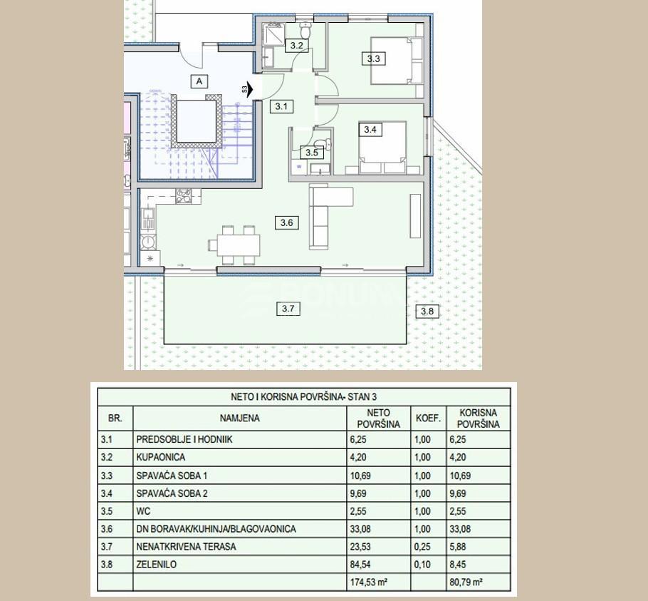 Moderno pritlično stanovanje s teraso in vrtom, 50 m od morja – Srima, Vodice