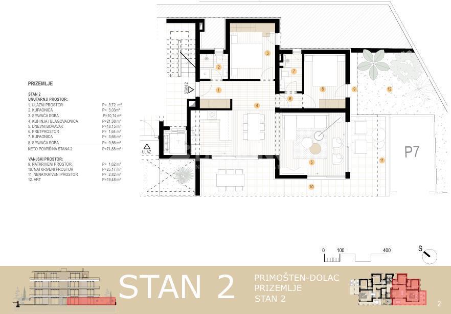  Udoben pritlični apartma z vrtom, bližina plaže – Primošten Dolac