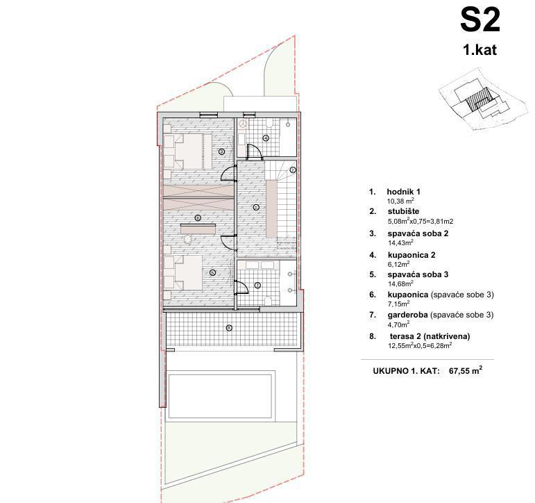 Hiša s strešno teraso in bazenom, Vodice