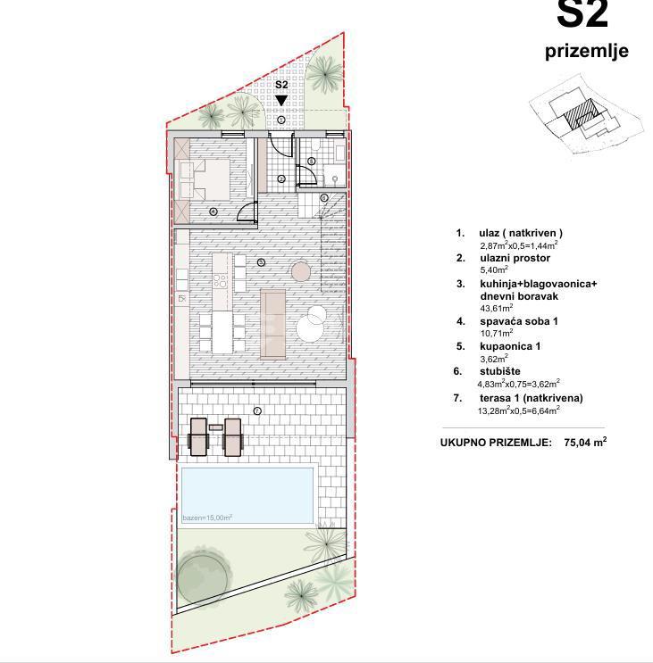 Hiša s strešno teraso in bazenom, Vodice
