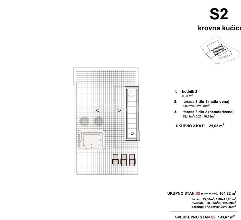 Hiša s strešno teraso in bazenom, Vodice