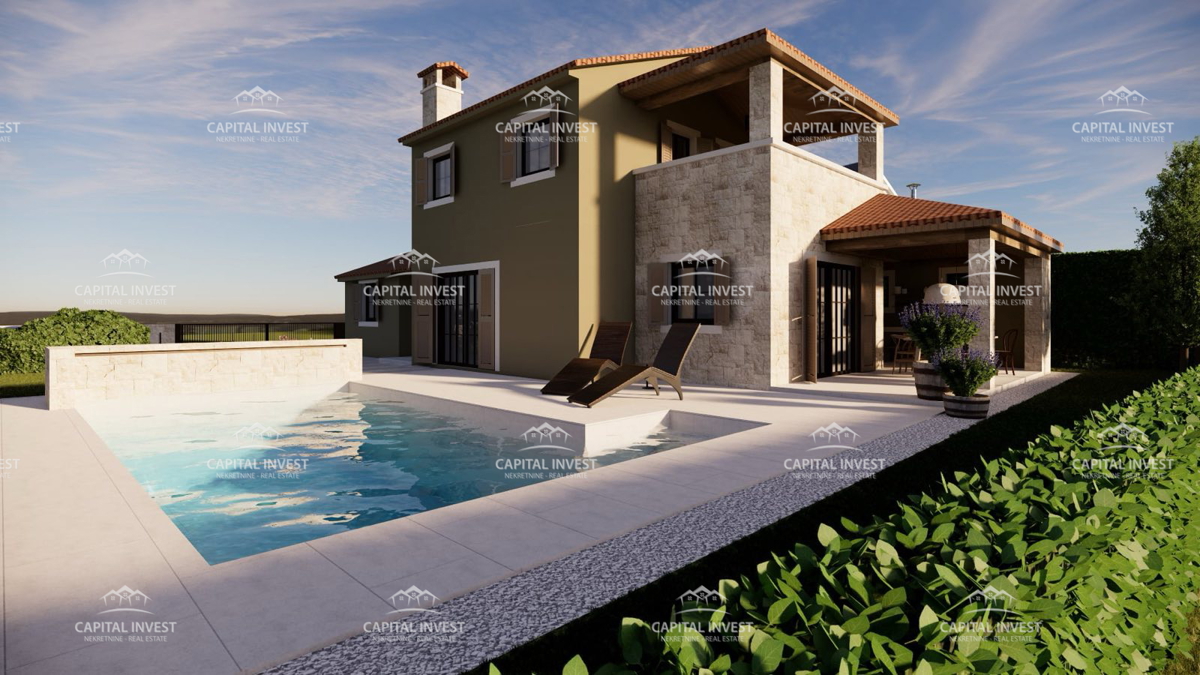 Hiša v gradnji, pogled na morje, Marčana, Istra