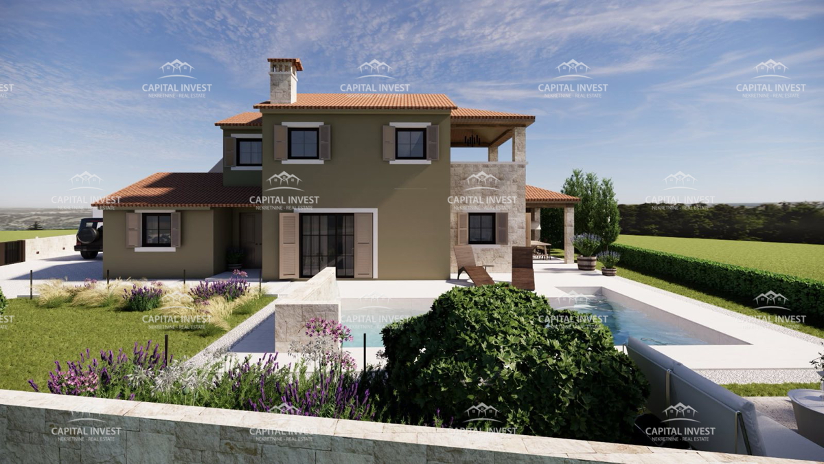 Hiša v gradnji, pogled na morje, Marčana, Istra