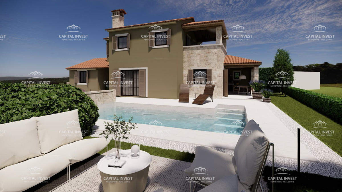 Hiša v gradnji, pogled na morje, Marčana, Istra