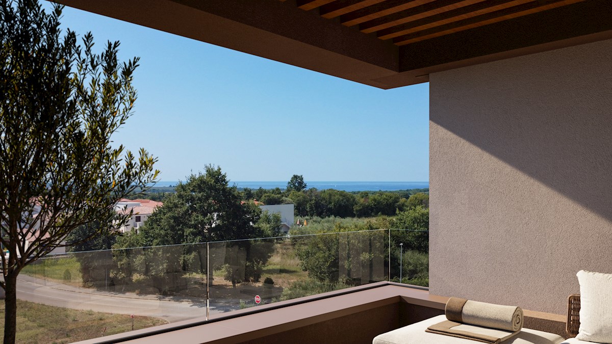 Moderno stanovanje s teraso, shrambo in dvema parkirnima mestoma – okolica Poreča