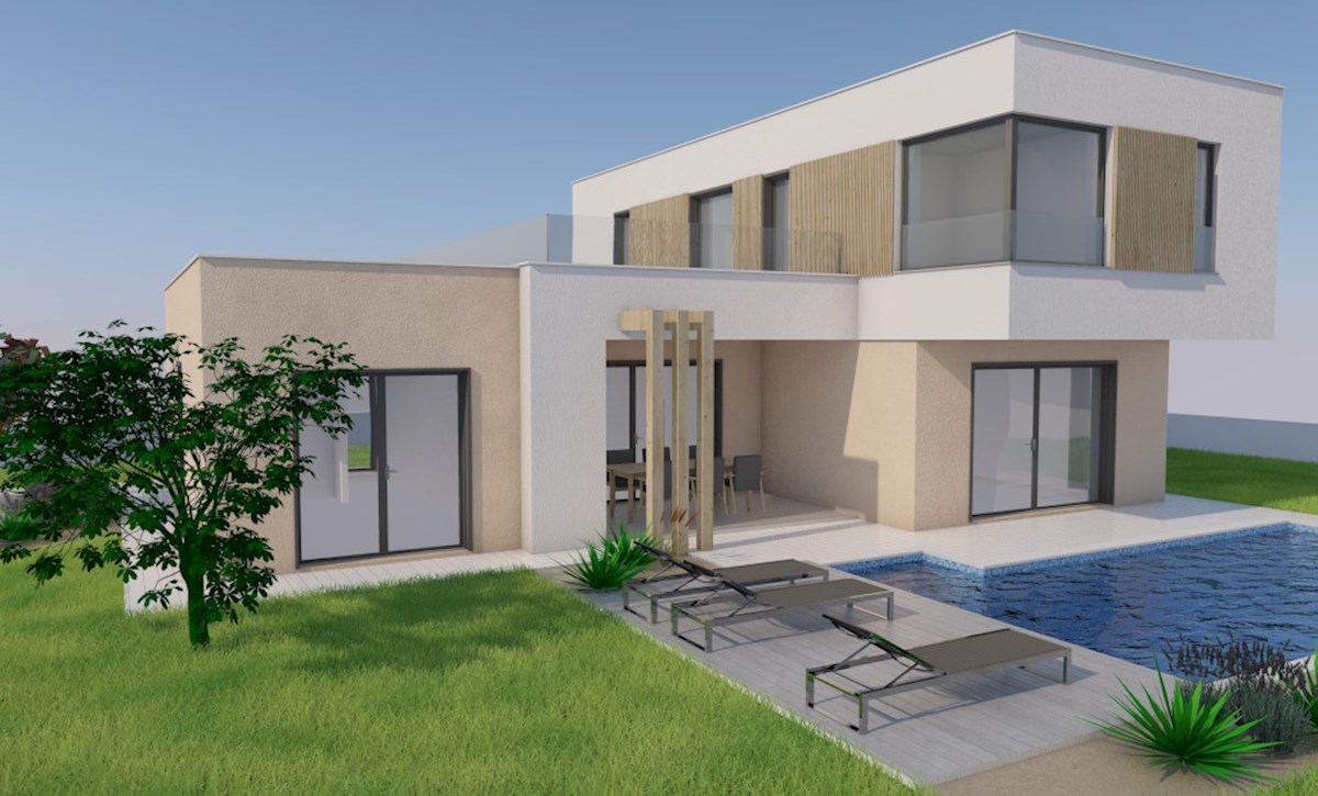 Poreč – okolica, gradbena parcela z dovoljenjem in projektom za moderno hišo z bazenom