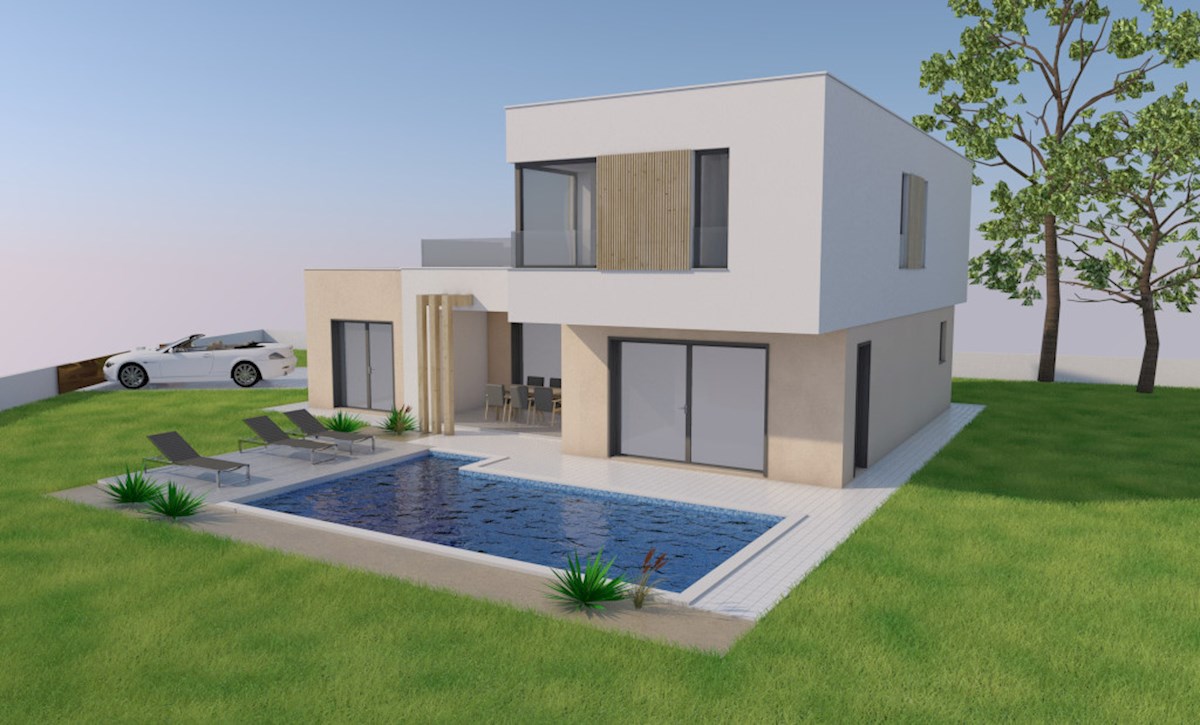 Poreč – okolica, gradbena parcela z dovoljenjem in projektom za moderno hišo z bazenom