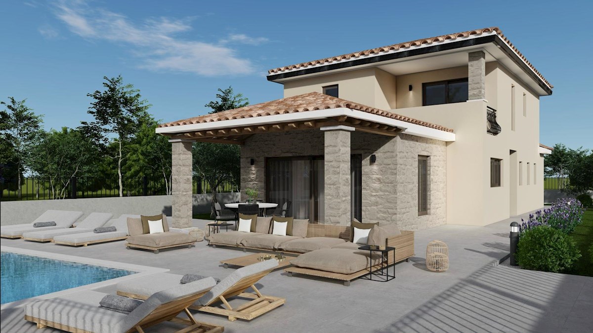 Moderna hiša z bazenom v gradnji – 7 km od Poreča