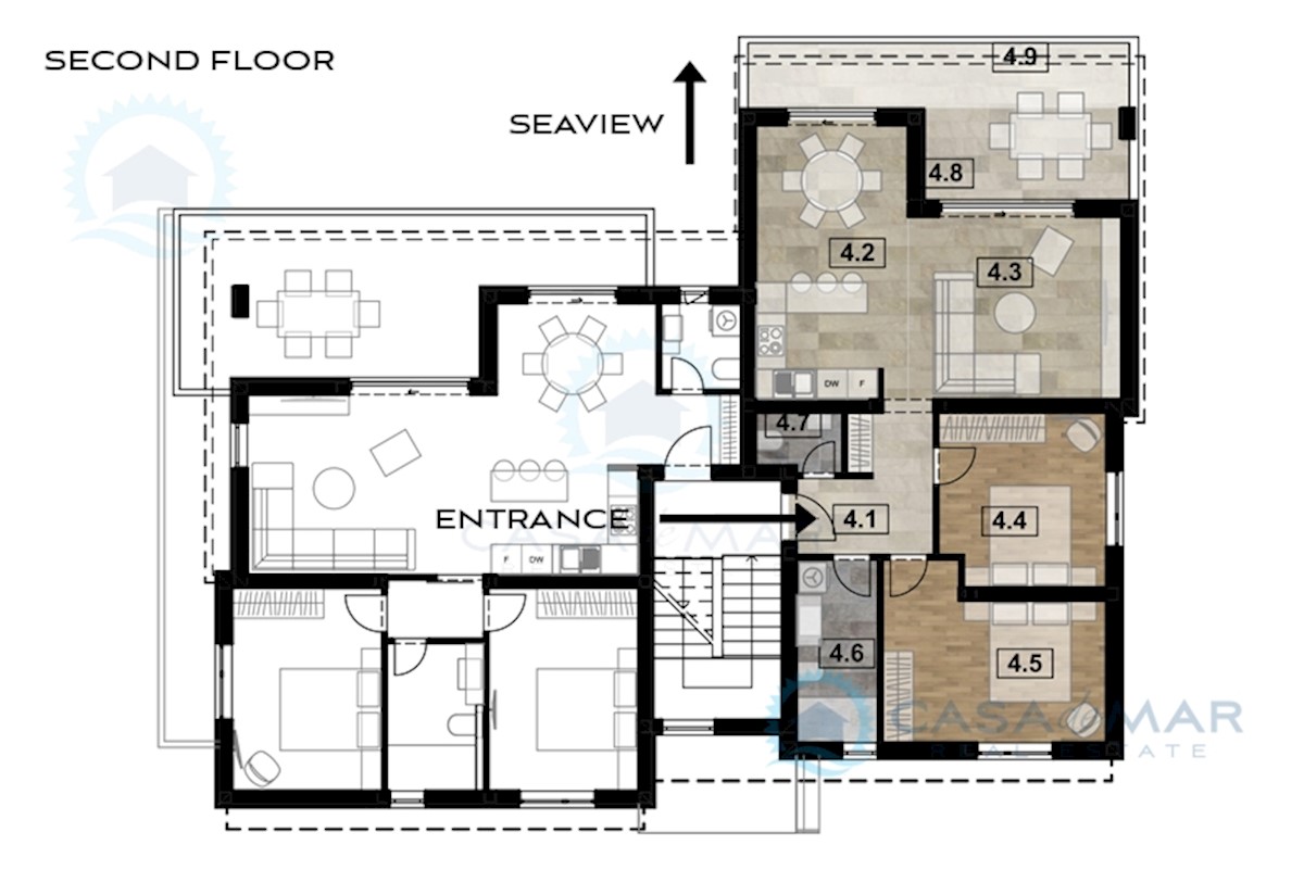 Apartma v Malinski s pogledom na morje in dodatnim apartmajem v pritličju – novogradnja!