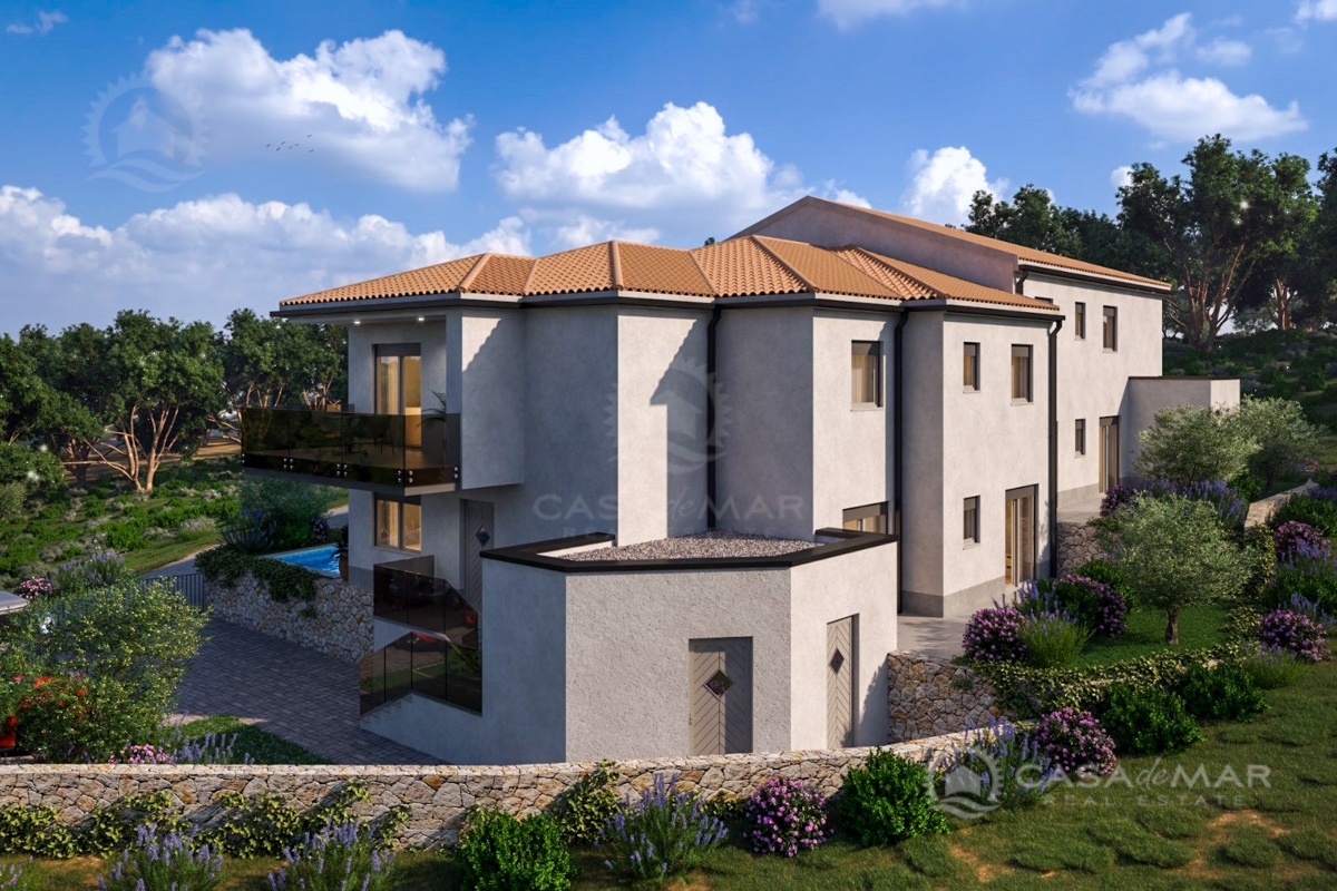 Novogradnja – apartma v Vrbniku s panoramskim pogledom na morje