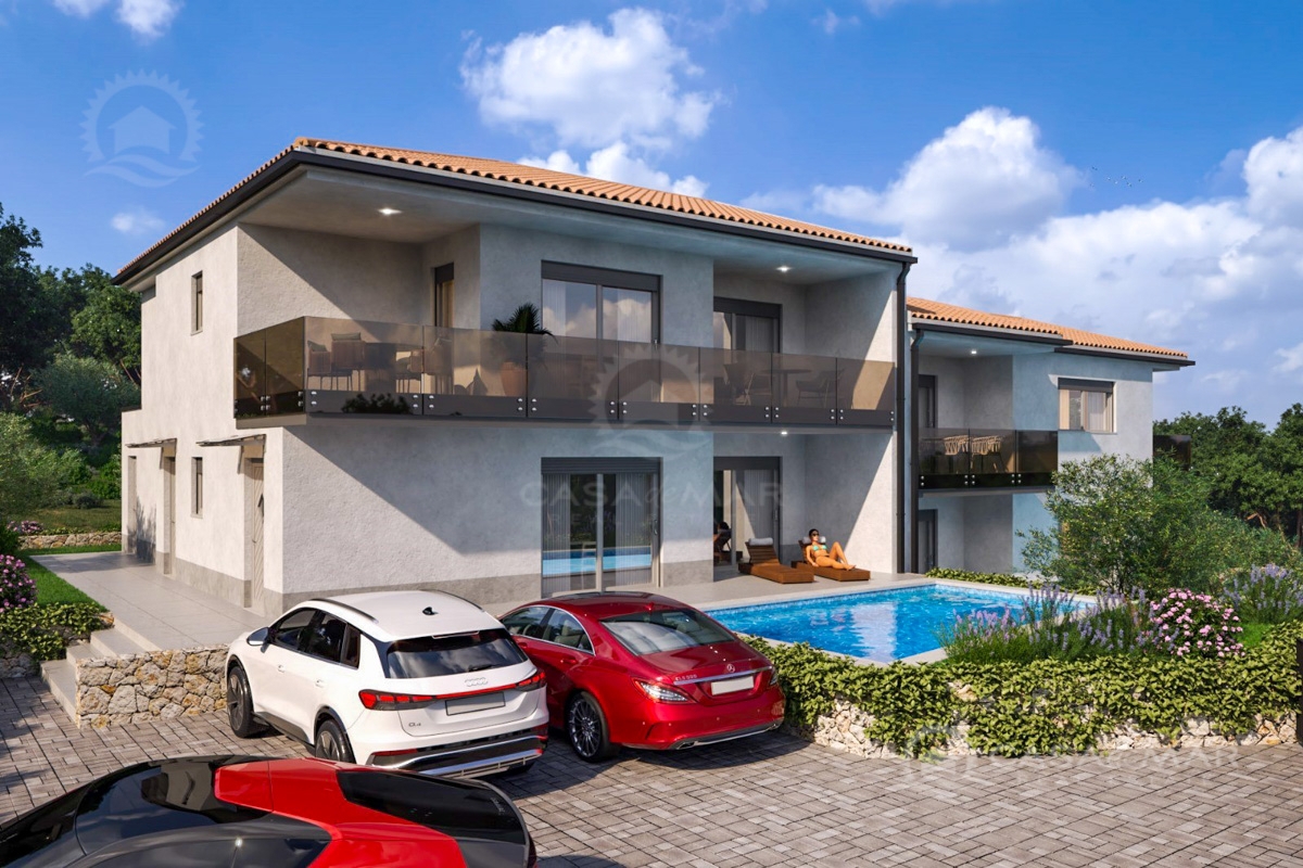 Novogradnja – apartma v Vrbniku s panoramskim pogledom na morje