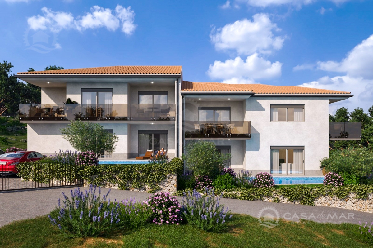 Novogradnja – apartma v Vrbniku s panoramskim pogledom na morje