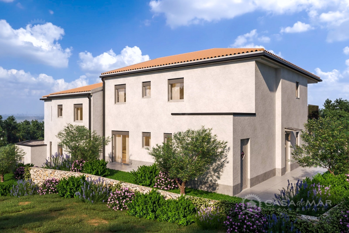 Novogradnja – apartma v Vrbniku z zasebnim bazenom in pogledom na morje