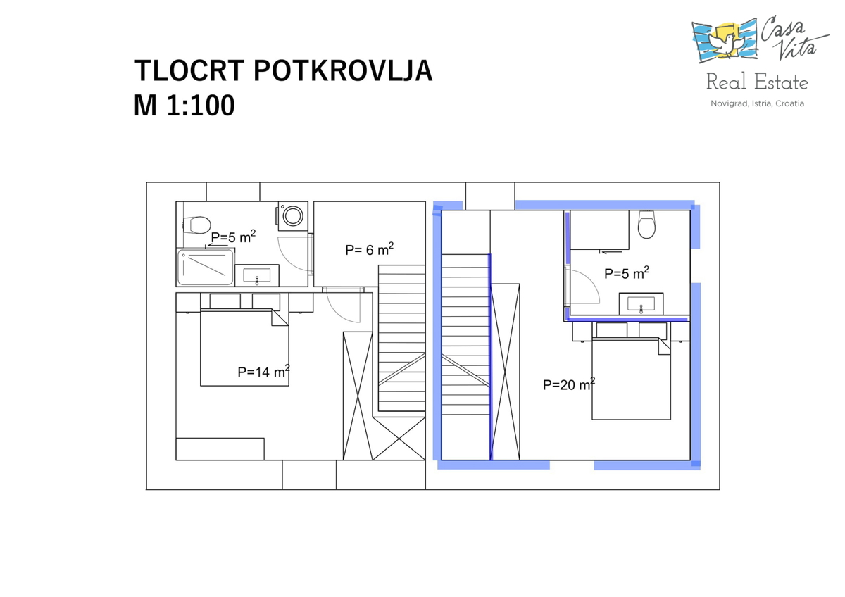 ISTRA, NOVIGRAD - Nova hiša v vrsti s čudovitim pogledom na morje!