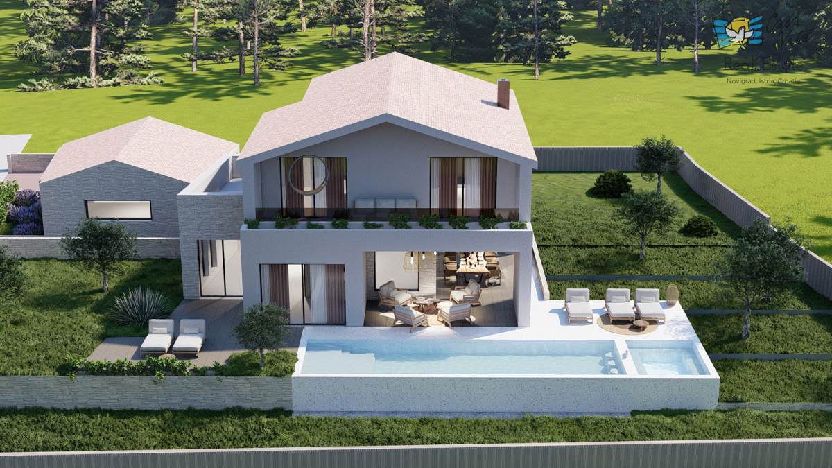 ISTRA, TINJAN - Gradbeno zemljišče s projektom za vilo z garažo!
