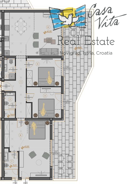 Istra, Ližnjan, apartma z bazenom, 127m2, 3s, pogled na morje, NOVO!!