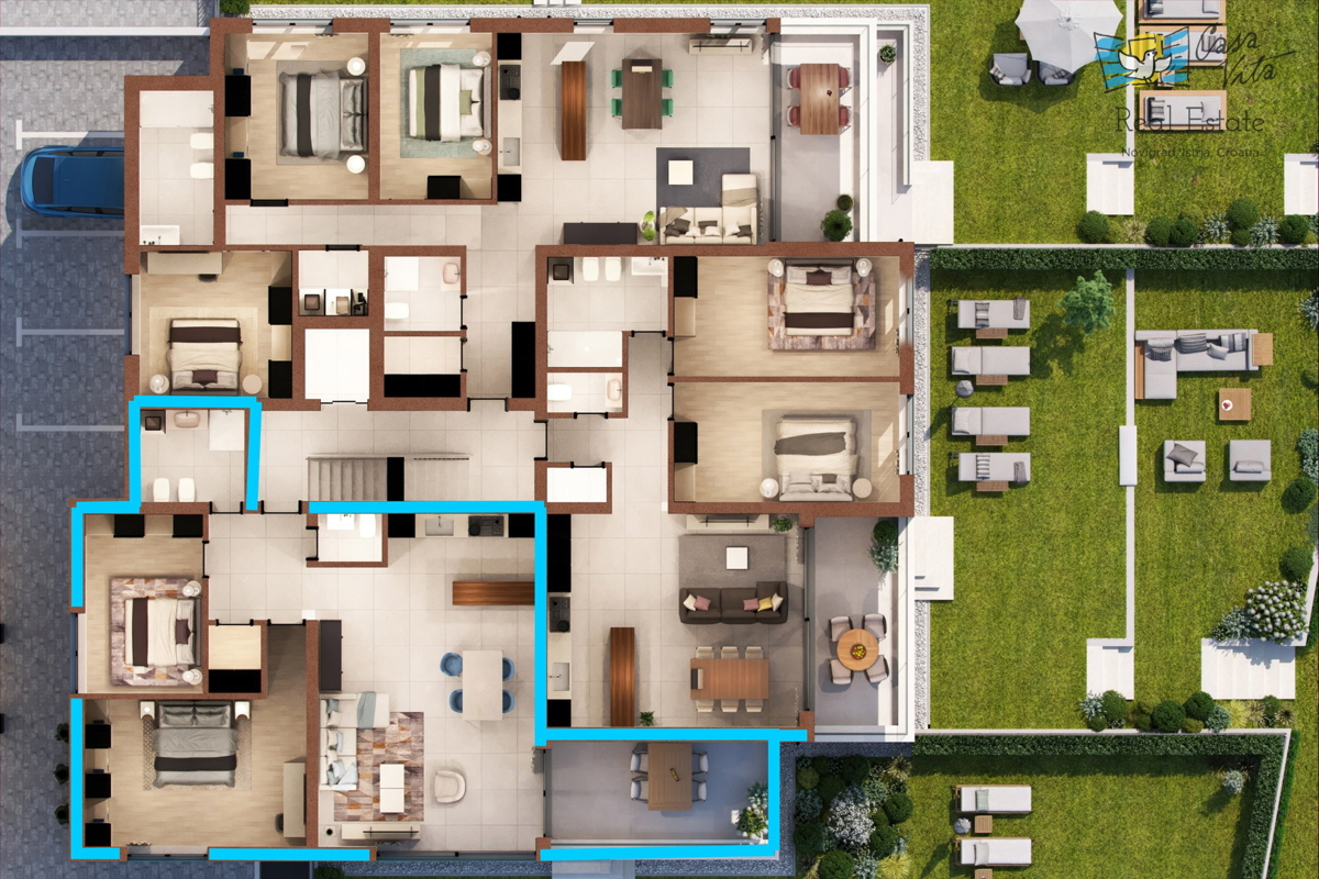 Apartmaji v gradnji 1000m od morja in centra Novigrada!