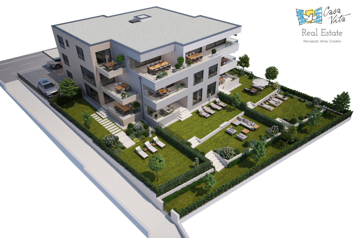 Apartmaji v gradnji 1000m od morja in centra Novigrada!