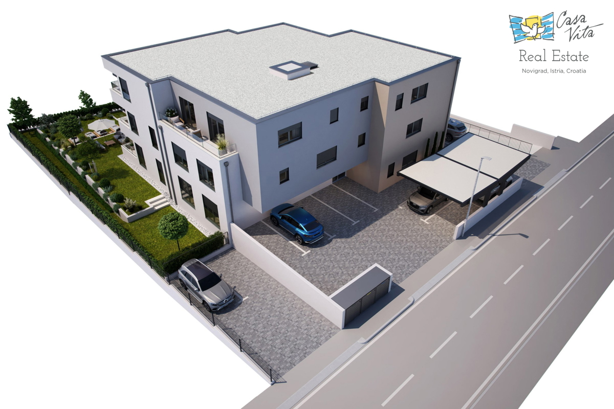 Apartmaji v gradnji 1000m od morja in centra Novigrada!