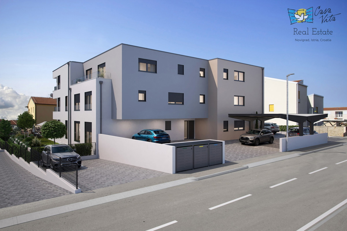 Apartmaji v gradnji 1000m od morja in centra Novigrada!