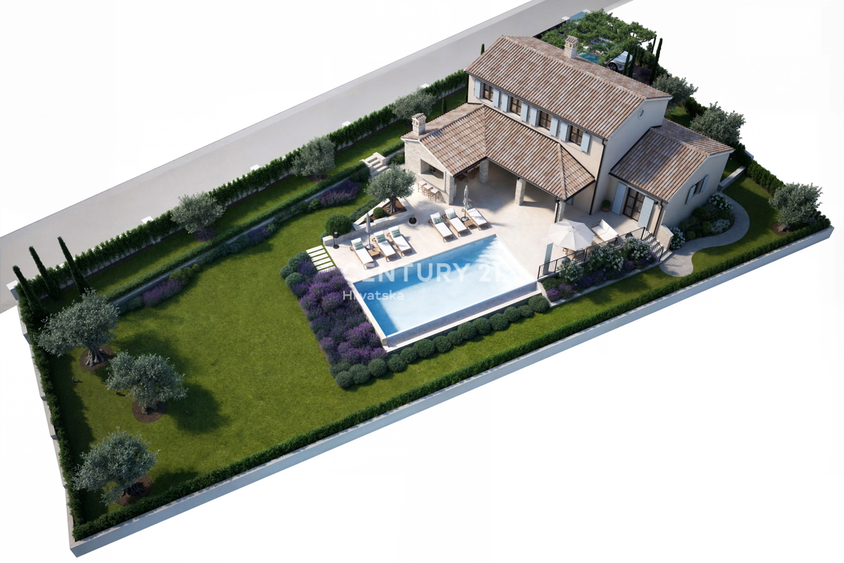 POREČ, 15 KM, GRADBENO ZEMLJIŠČE S PROJEKTOM ZA ČUDOVITO MEDITERANSKO HIŠO