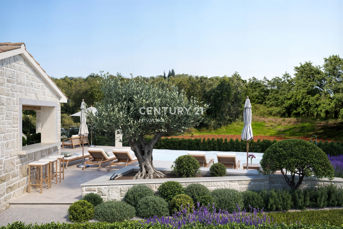 POREČ, 15 KM, GRADBENO ZEMLJIŠČE S PROJEKTOM ZA ČUDOVITO MEDITERANSKO HIŠO