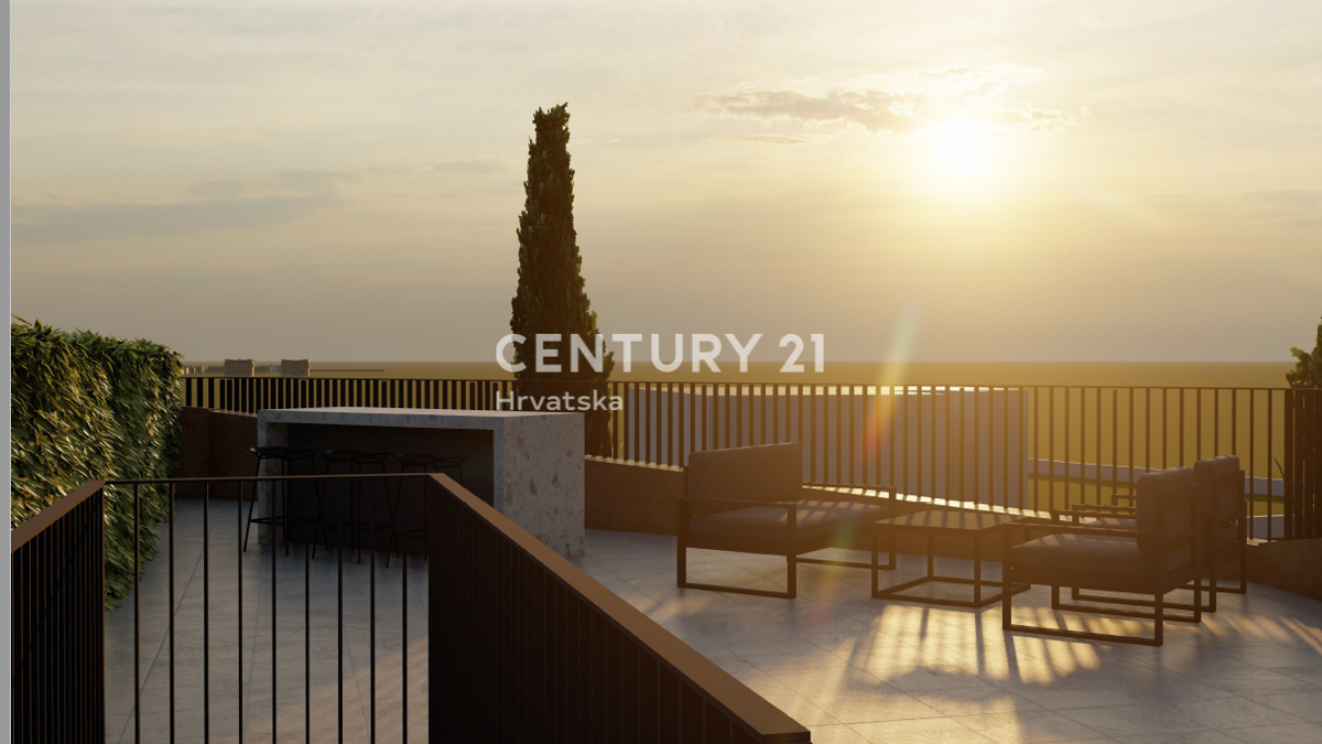 POREČ, NOVOGRADNJA, MODERNO DVOSOBNO STANOVANJE S STREŠNO TERASO