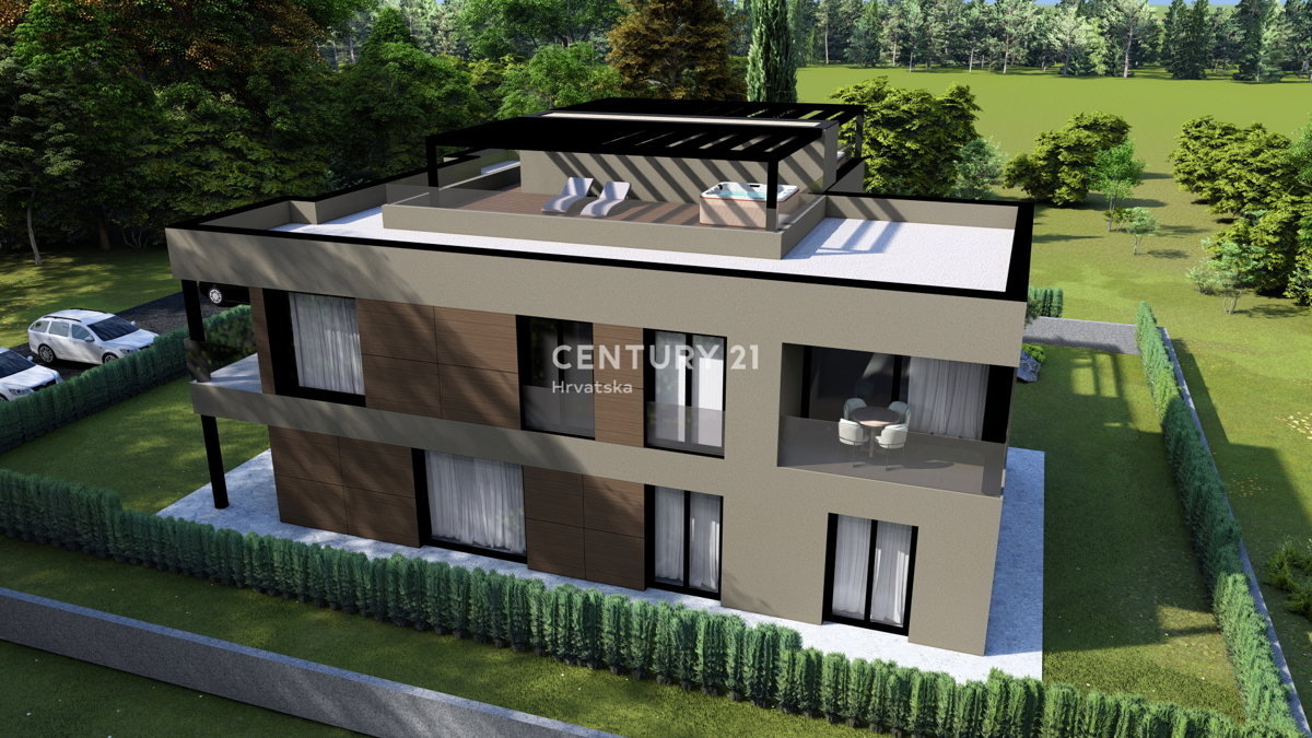 POREČ, TROSOBNO STANOVANJE V NOVOGRADNJI S STREŠNO TERASO