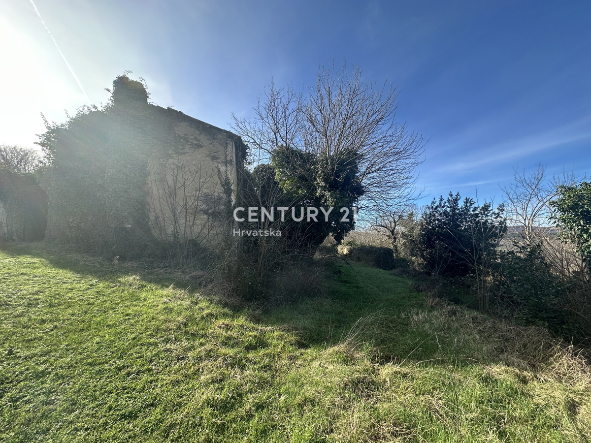 ISTRA, BOLJUN, KAMENA RUŠEVINA Z VELIKIM ZAZIDANIM OKOLIŠEM IN ODPRTIM POGLEDOM NA NARAVO