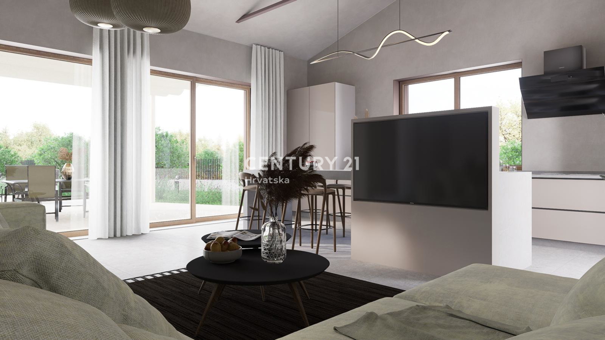 BADERNA, PRODAJA ČUDOVITE NOVE PRIZEMLJE S BAZENOM IN POGLEDOM NA NARAVO